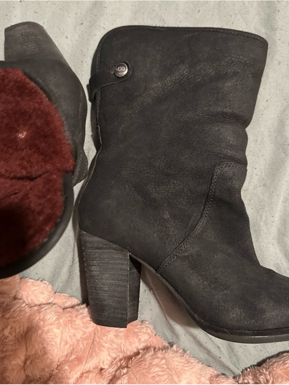 UGG Women's Charcoal Suede Heeled Mid-Calf Boot